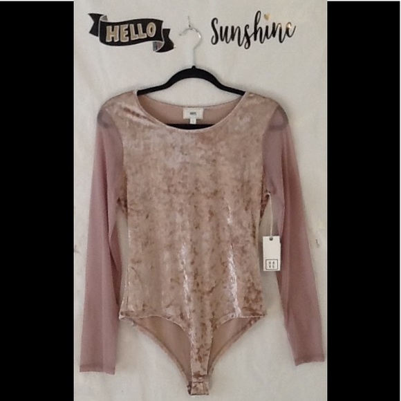 Tops - NWT Blush Tone Velvet Body Suit
